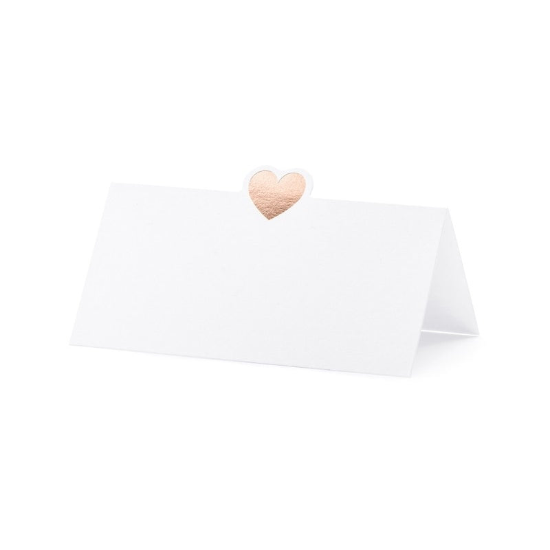 Place cards white pink heart 10 pcs