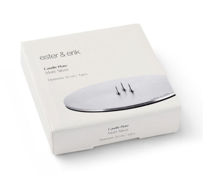 Candle tray matte silver 9 cm
