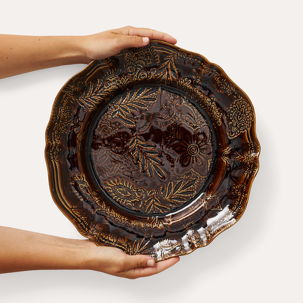 Serving platter round 34 cm Coffee