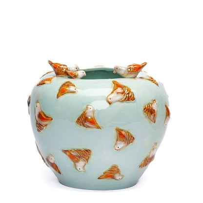 Bird's Nest vase light blue 22x24 cm