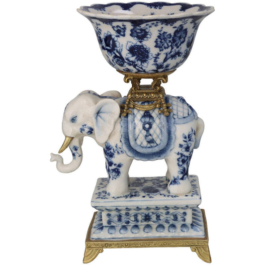 Decorative bowl elephant blue and white 28 cm