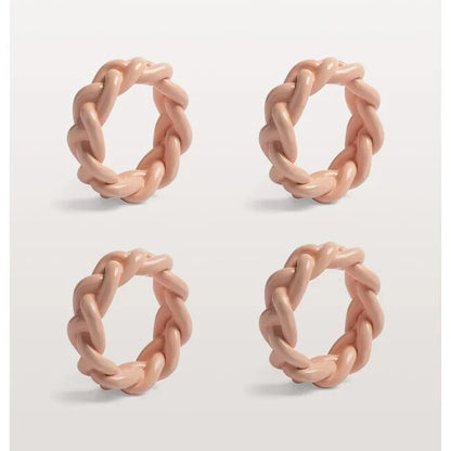 Serviettring flettet rosa 4 pk