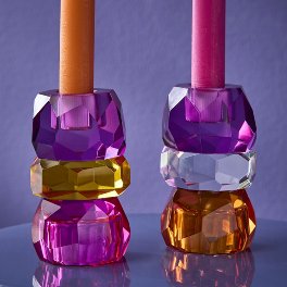 Tealight holder purple/orange/pink 11 cm