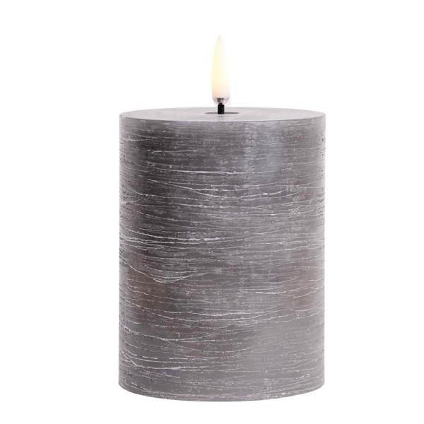 LED pillar candle grey 7.8x10 cm