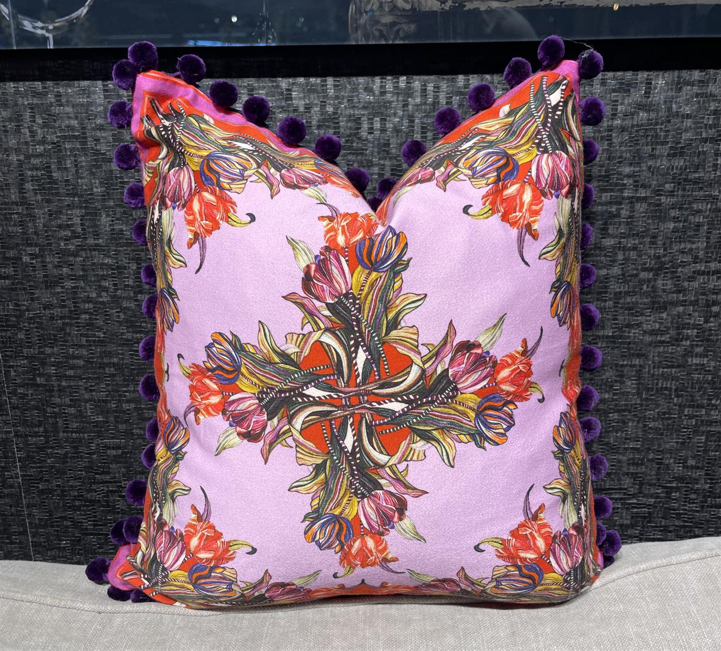 Putetrekk Tulipa mauve & red 45x45 cm