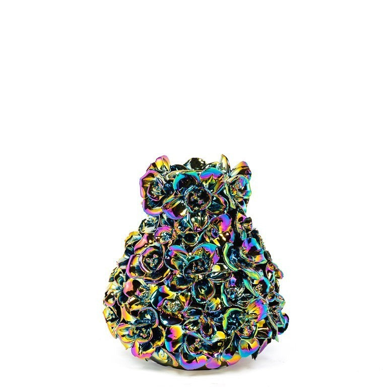 Vase deco with flowers rainbow small