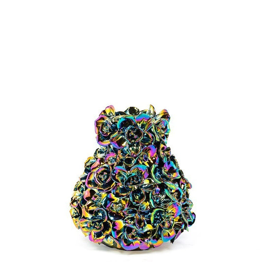 Decorative vase with rainbow flowers, small
