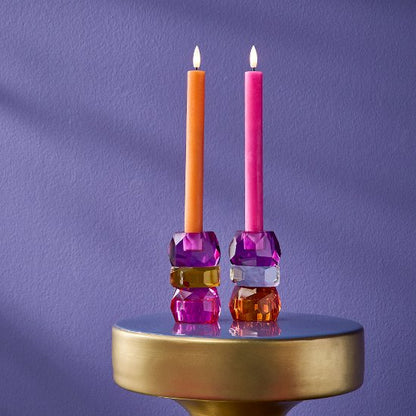 Tealight holder purple/orange/pink 11 cm