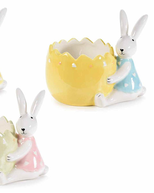 Gul vase med kanin 11 cm