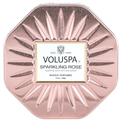 Sparkling Rose Octagon Tin Candle 40 Hour