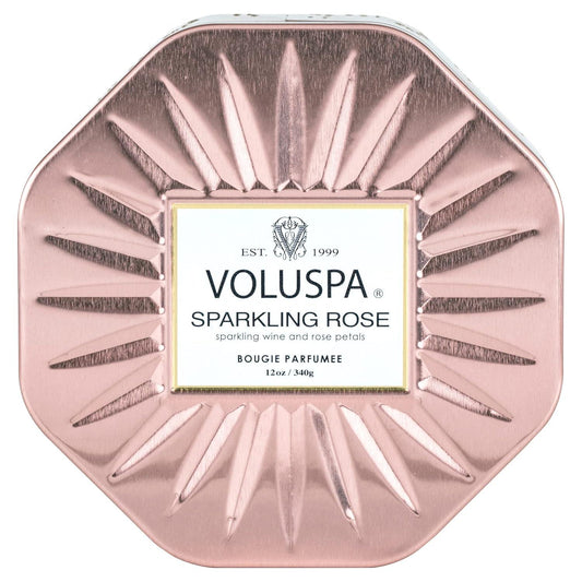 Sparkling Rose Octagon Tin Candle 40 Timer