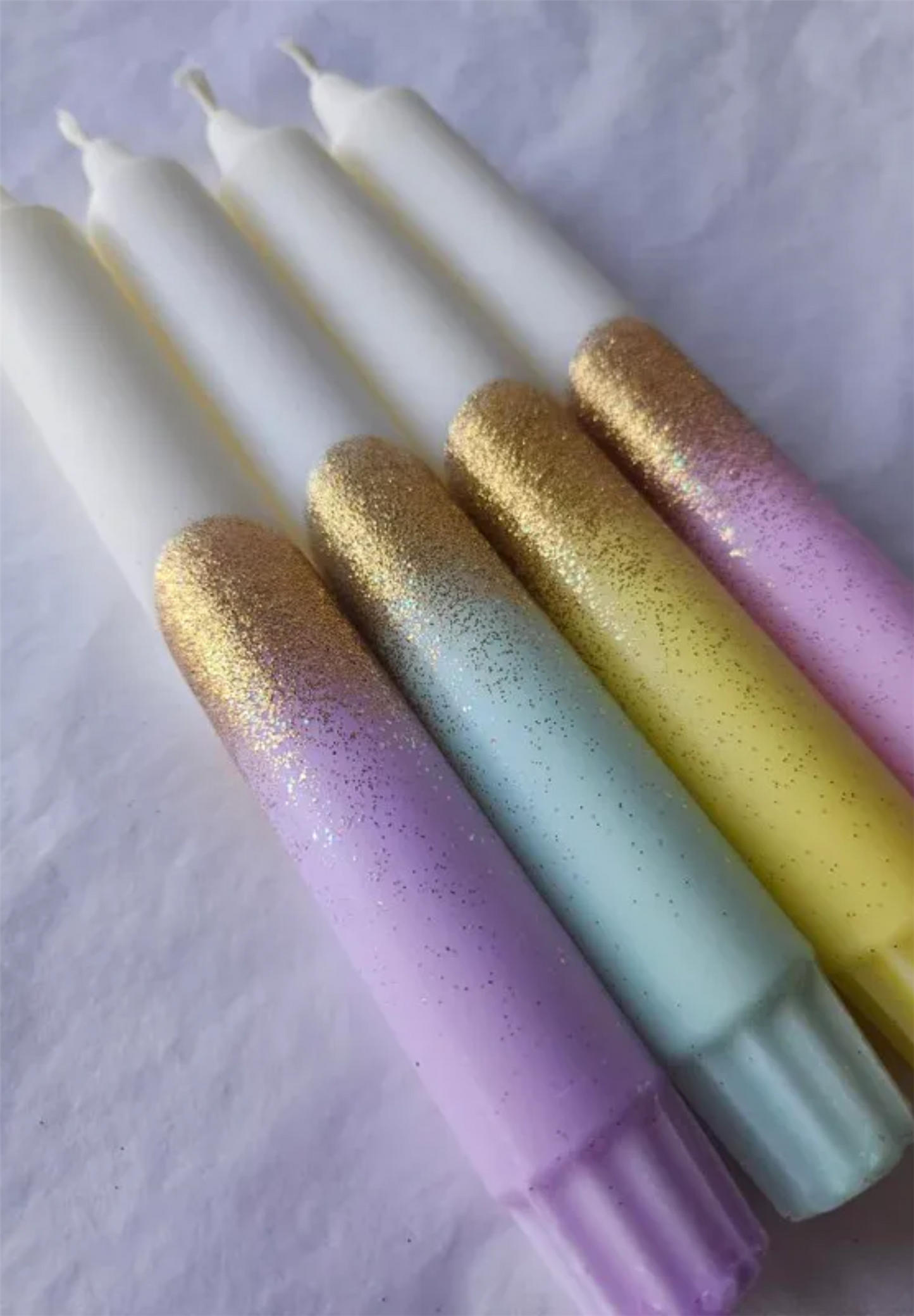 Stearinlys dekorert Glitter Mint Gull