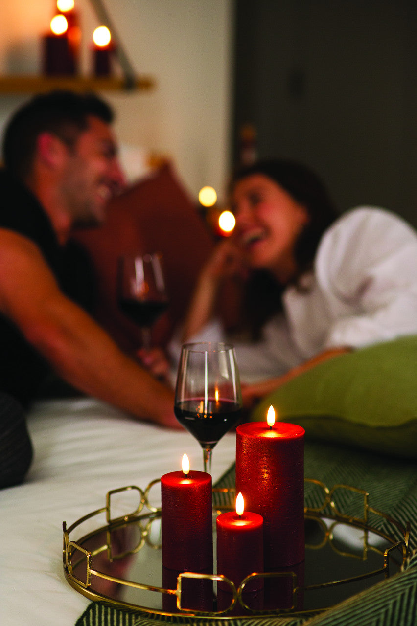 LED pillar candle Carmine red 7.8x10.1 cm
