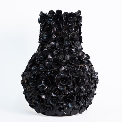 Vase Deco with flowers matt black XL