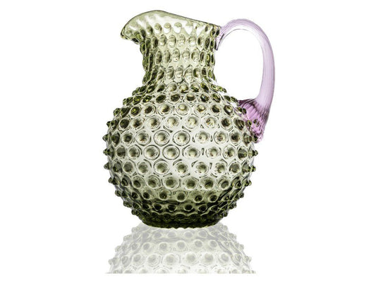 Hobnail Carafe 2L Olive green w/lilac