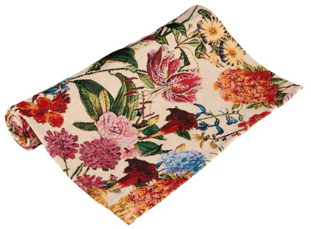 Løper Jaquard blomstret 33x100 cm
