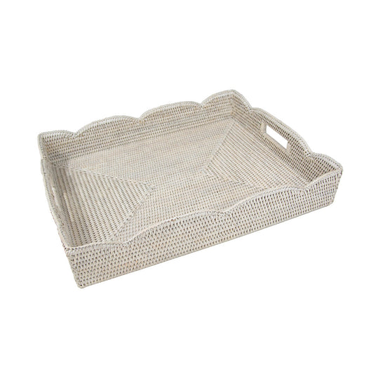 Wicker scallop tray 35x42 cm