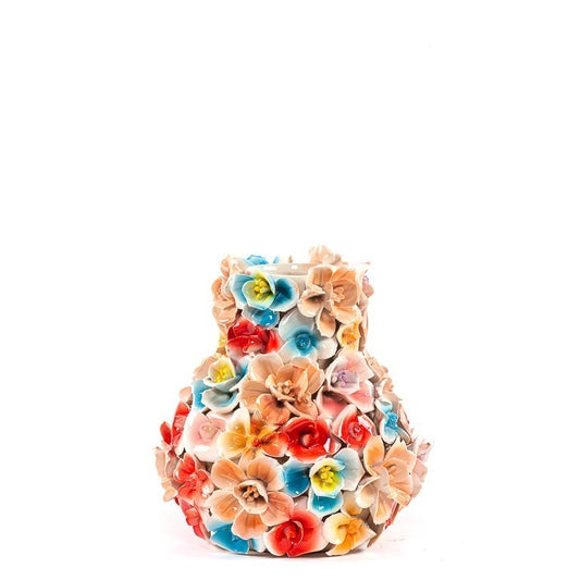 Small colored Deco vase with flowers