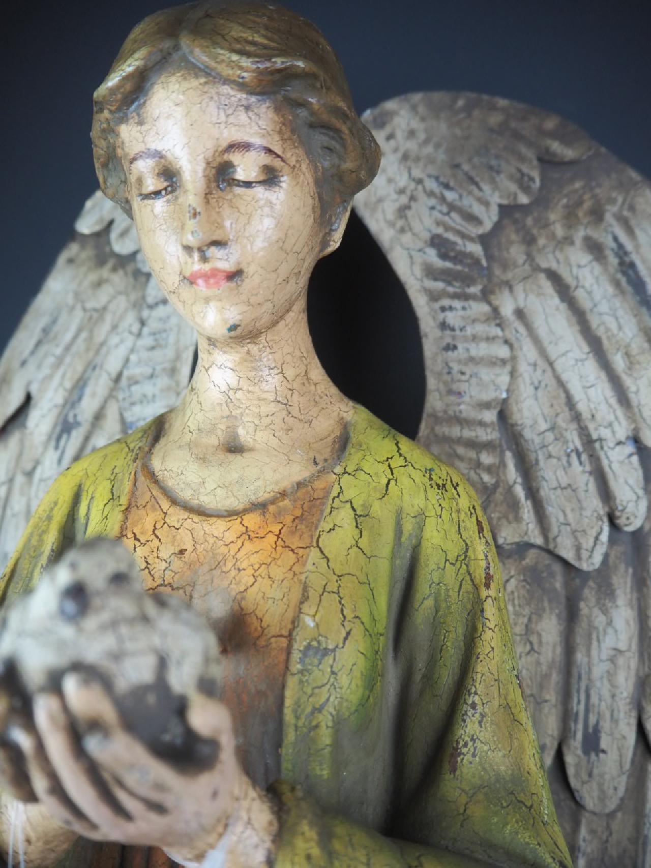 Angel with Dove Painted 72 cm
