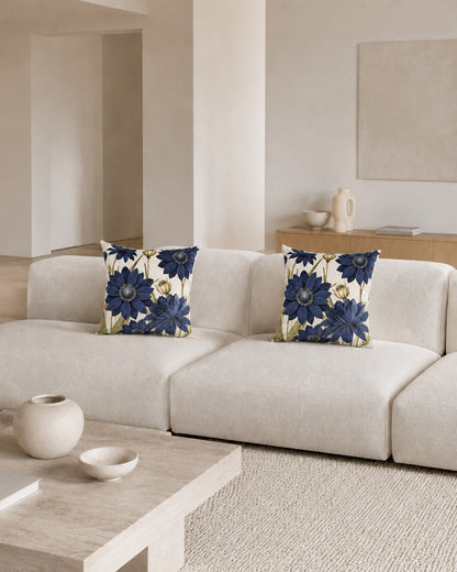 Cushion cover Blue Velvet Bloom blue 50x50 cm
