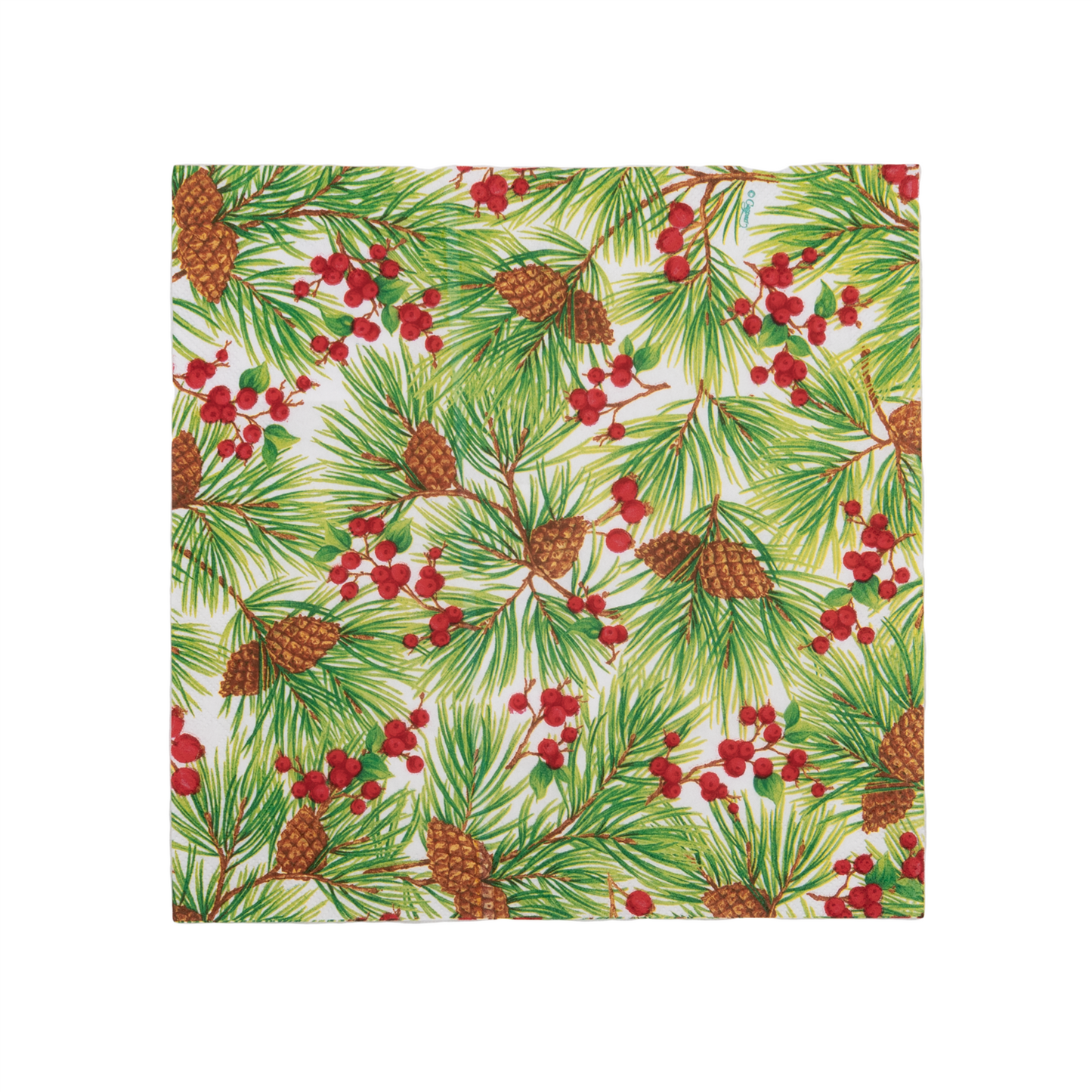 Serviett kaffe Evergreen and Berries white