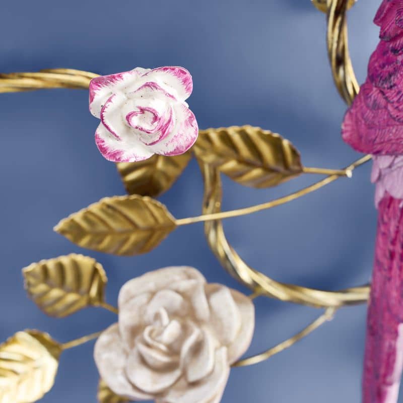 Vegghengt papegøye lysestake rosa 55 cm