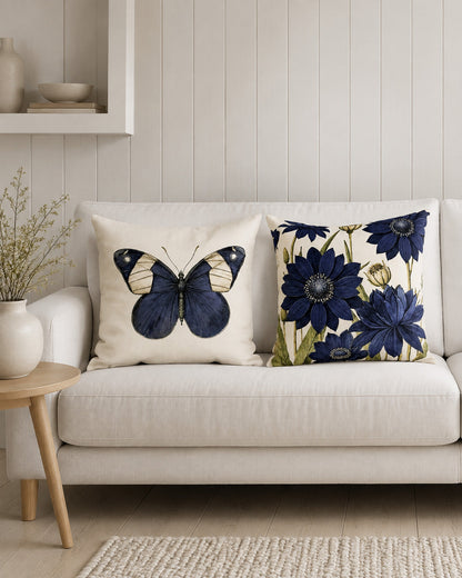 Cushion cover Blue Velvet Bloom blue 50x50 cm