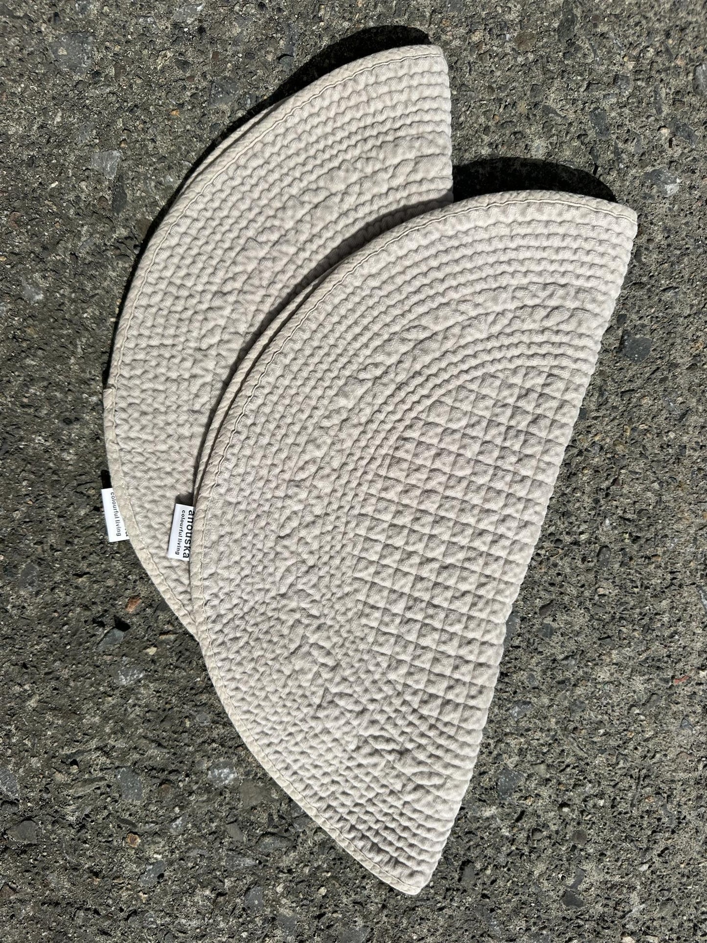 Placemat velvet round Grey Beige 40 cm