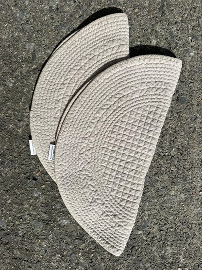 Placemat velvet round Grey Beige 40 cm