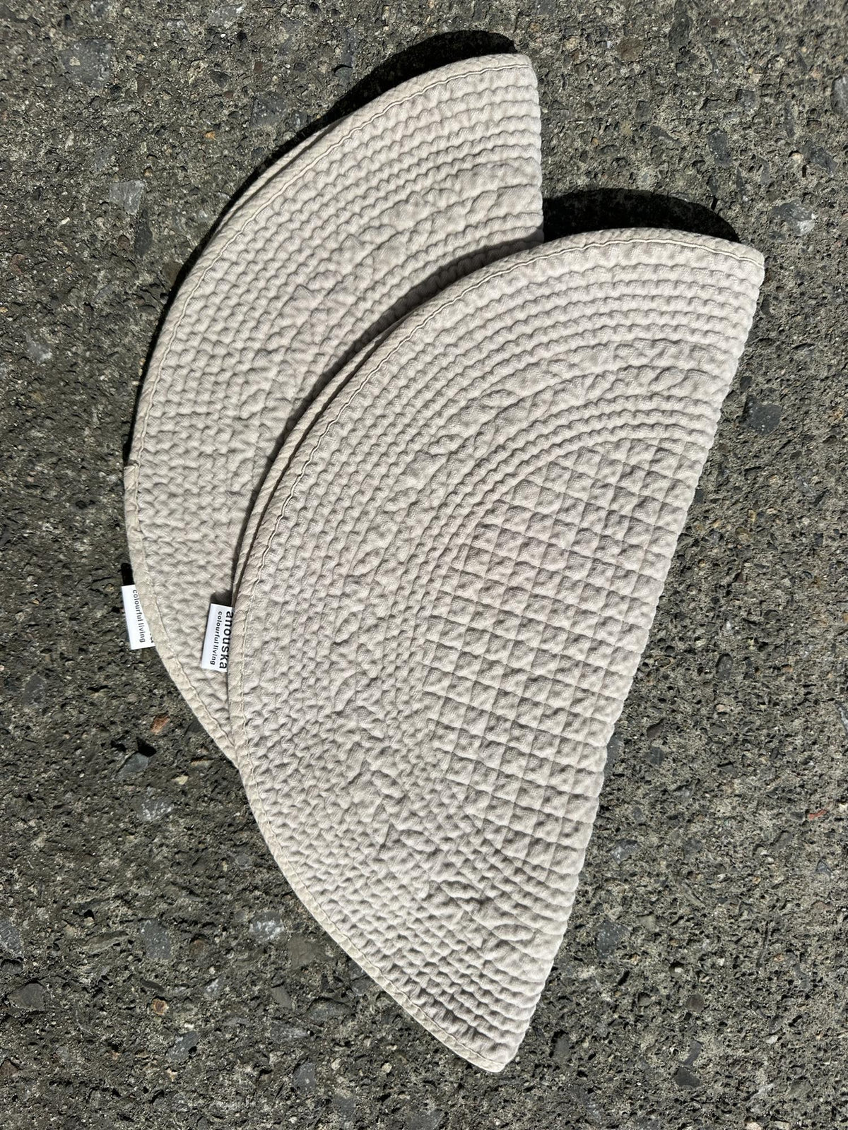 Placemat velvet round Grey Beige 40 cm