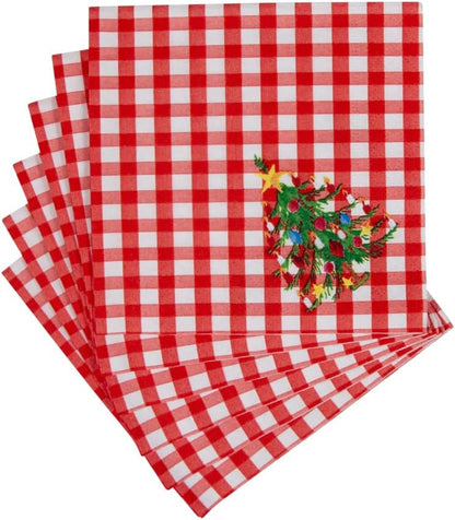 Napkin coffee Christmas Tree Gingham
