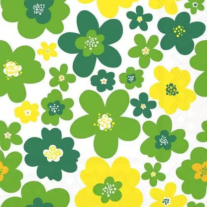 Serviett Lunch Flower power green