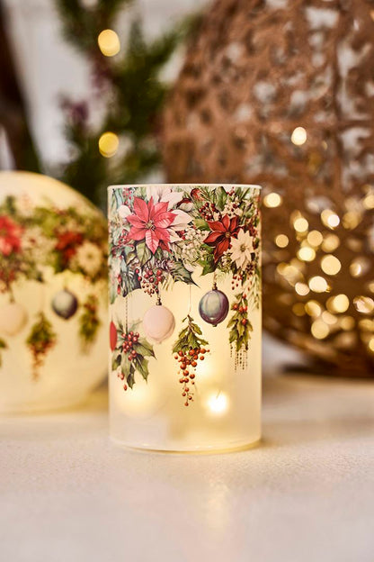 Glass Candle Holder LED Christmas 12x7 cm