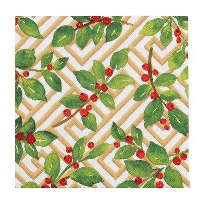 Napkin Lunch Holly and Fretwork White