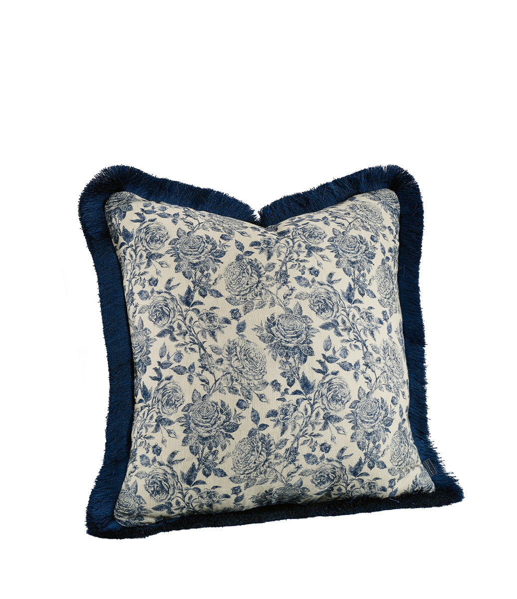 Rosario Indigo Pillow Cover with Fringes 50x50 cm