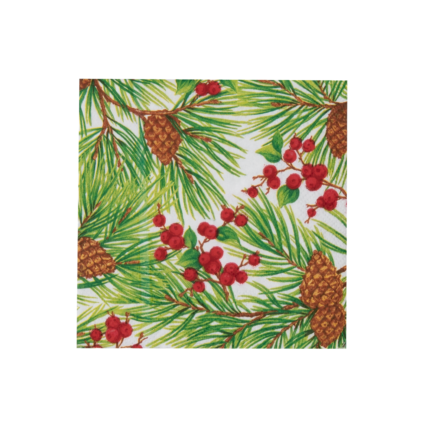 Serviett kaffe Evergreen and Berries white