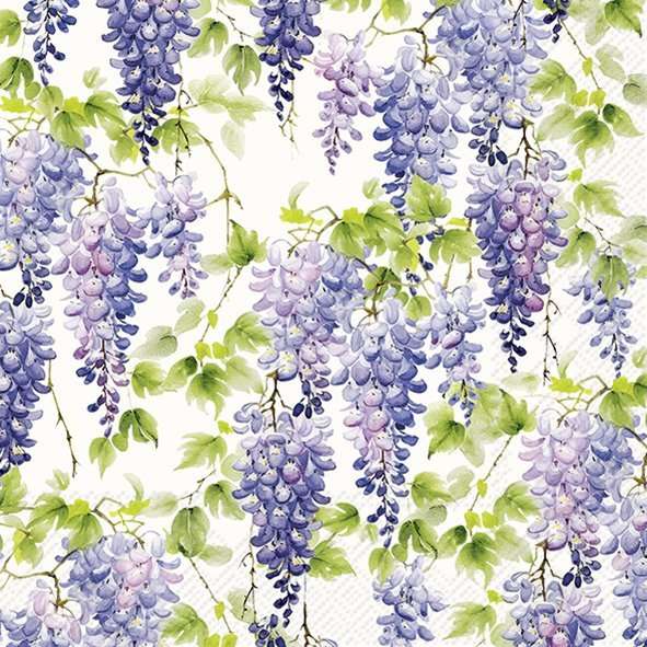 Serviett lunch Purple Wisteria cream
