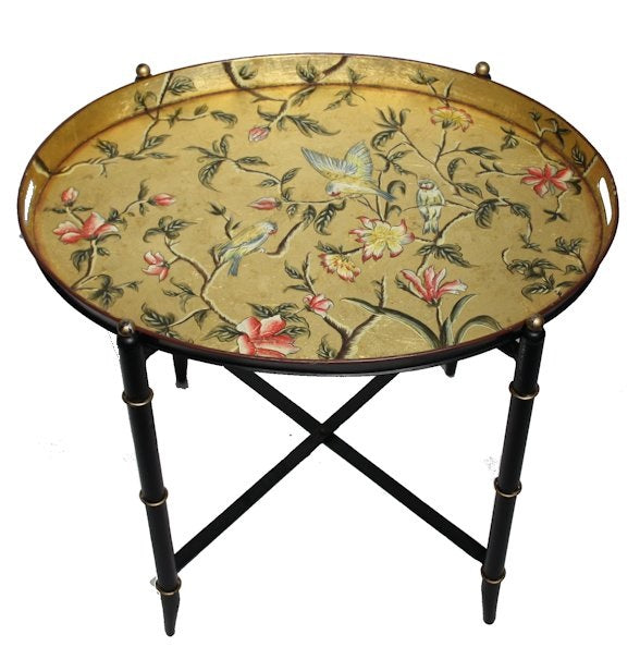 Side table w/tray Chinoiserie gold 47 cm