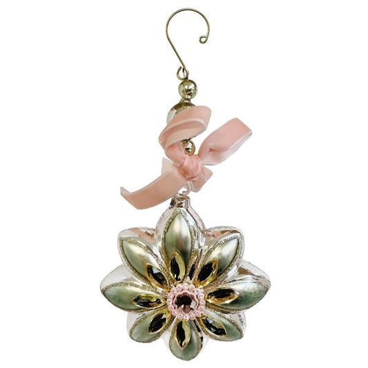 Christmas tree decoration flower w/stones 15 cm