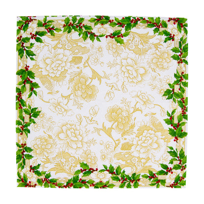 Napkin lunch Holly Ceramic Ivory/Gold