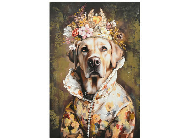 Lerretsbilde Hund m/krone 60x90 cm