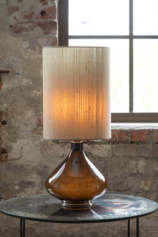 Flavia bordlampe 70 cm Negra Seda Gris Verde skjerm