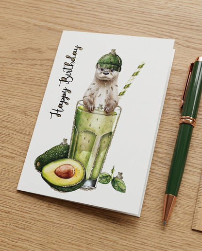 Glitter card Happy Birthday Avocado juice