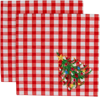 Serviett kaffe Christmas Tree Gingham