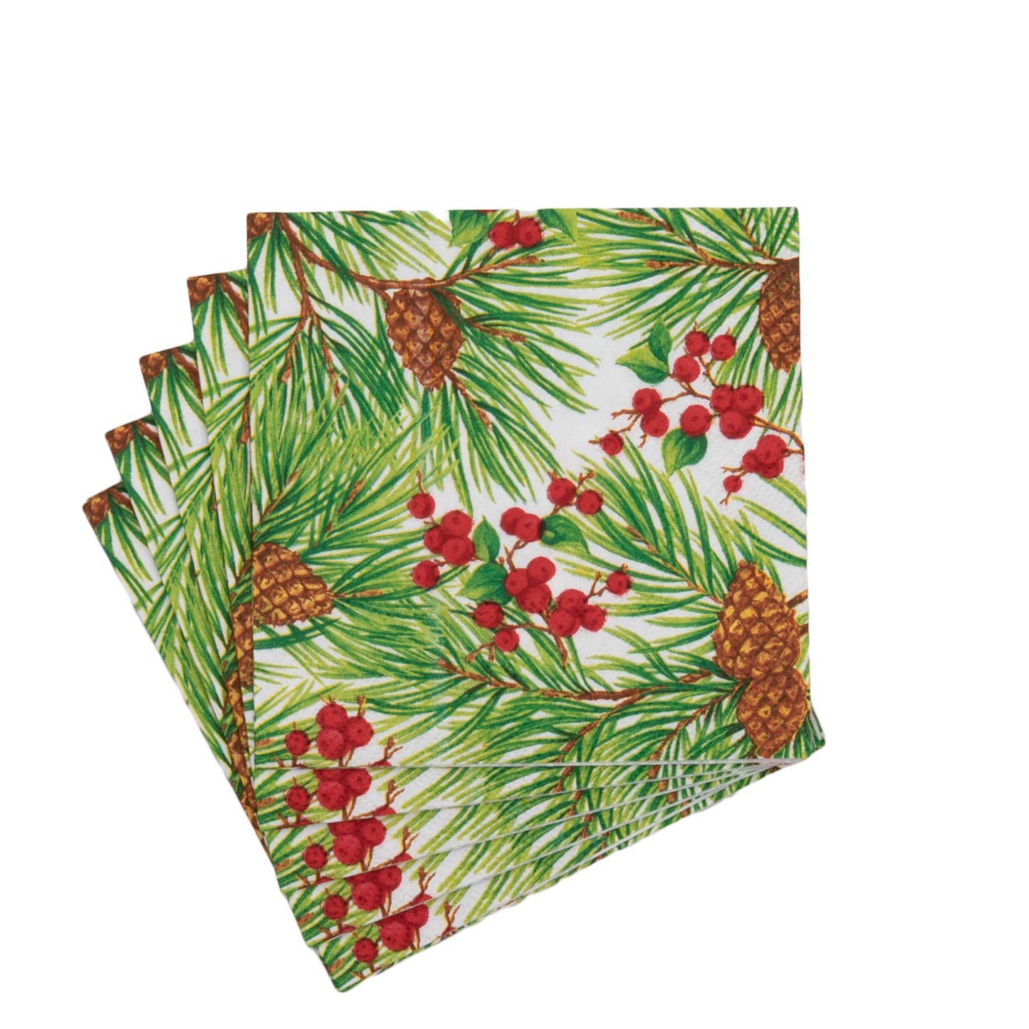 Serviett kaffe Evergreen and Berries white