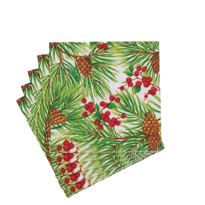 Serviett kaffe Evergreen and Berries white
