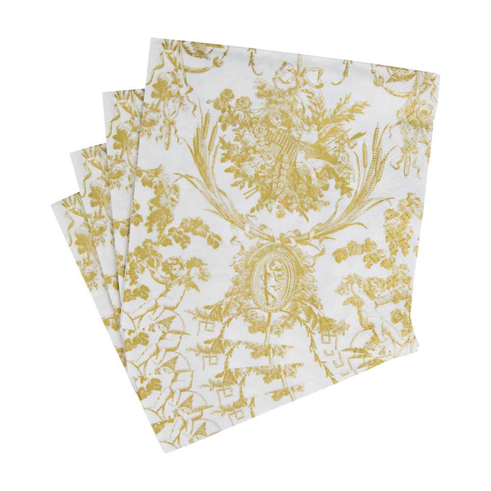 Serviett lunch romantic toile gold