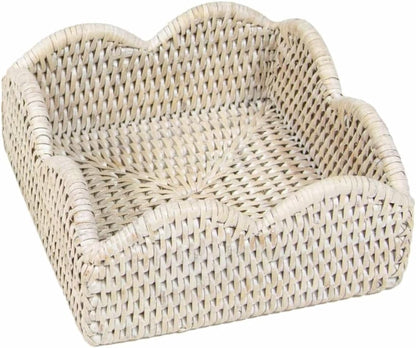 Napkin holder rattan scallop coffee