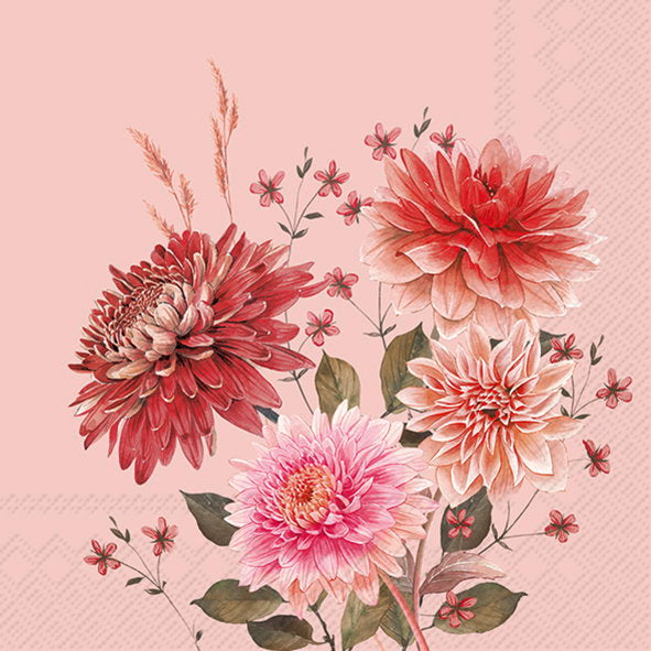 Serviett Kaffe Autumn Bouquet old rose