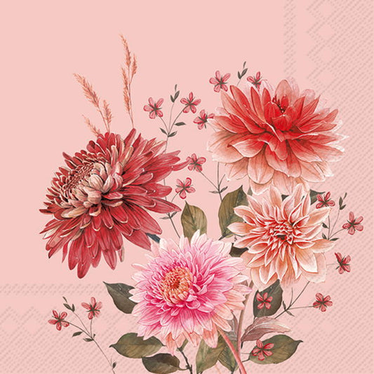 Serviett Kaffe Autumn Bouquet old rose